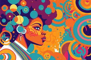 geometrical retrofuturistic afrofuturistic abstract pattern background,  new quality universal colorful joyful holiday stock image illustration design
