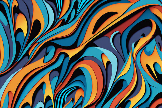 retro psychedelic funkadelic liquid paint abstract pattern background - new quality universal colorful joyful holiday stock image illustration design