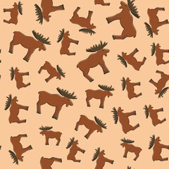 Vector isolated illustration of pattern with moose.
