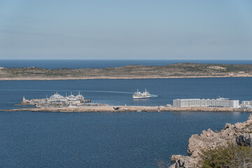 Distant view of the ferry boat running from Gozo to Cirkewwa