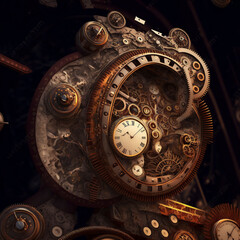 Zeitmaschine im Steampunk Look, Generative AI