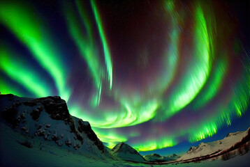 Magical and mystical northern lights. Aurora Borealis.	
