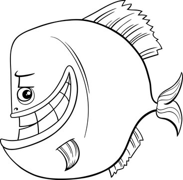 recommend clip art: cartoon piranha fish animal character coloring page