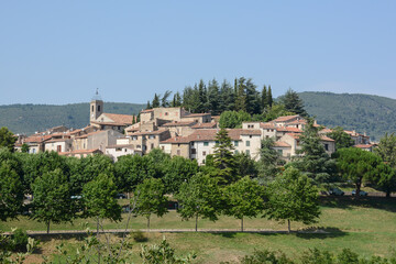 Fototapeta na wymiar Scenic view of Aiguines village in south of France