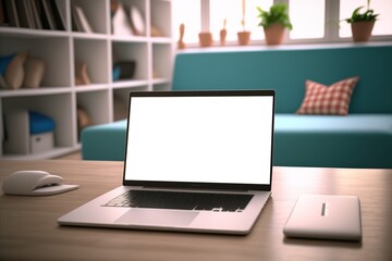 Modern laptop mockup on the Kindergarten, Generative ai 