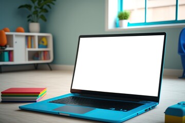Fototapeta premium Modern laptop mockup on the Kindergarten, Generative ai 