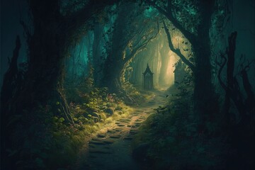 illustration of a fantasy forest - Created with generative ai
