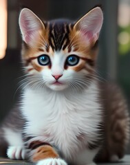 Obraz premium highly_realistic_beautiful_digital_art of a young kitten (AI generated)