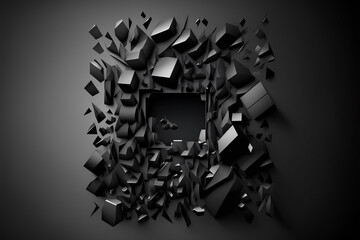 Black matte polygonal background, generative Ai. 