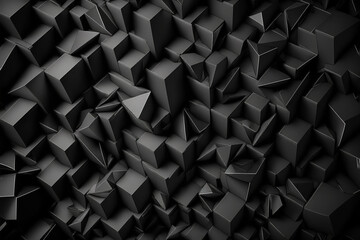 Black matte polygonal background, generative Ai. 