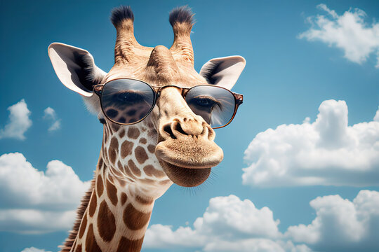 Giraffe Wearing Glasses
