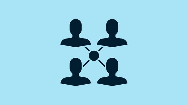 Blue Project team base icon isolated on blue background. Business analysis and planning, consulting, team work, project management. 4K Video motion graphic animation