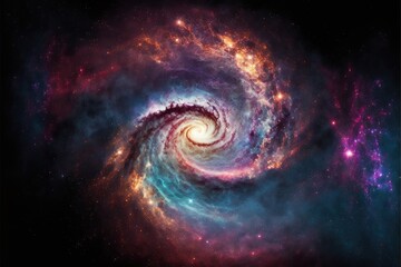 Fototapeta na wymiar a spiral galaxy with a star in the center and a blue and red center with stars in the background, and a black background with a blue and purple center with a. generative ai