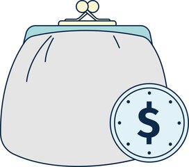 Money purse icon. Bag with coins. Financial savings