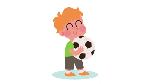 little boy with soccer balloon animation