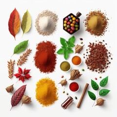 Collection of spices and herbs - Illustration created with generative ai Technology