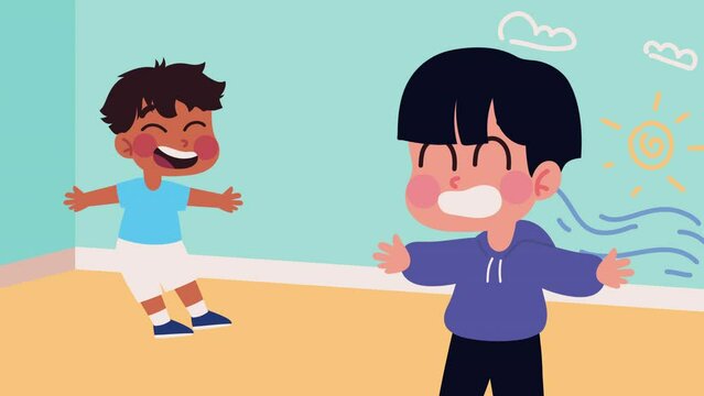 two little boys characters animation