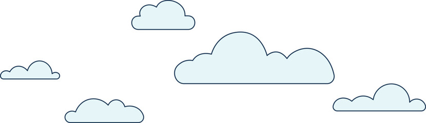 Blue clouds in air. Various shapes sky elements