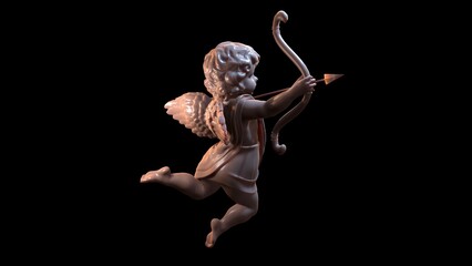 ceramic angel cupid for valentine's day 3d render