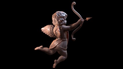 ceramic angel cupid for valentine's day 3d render