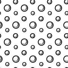 Hand drawn bubble seamless pattern. Vector illustration in sketch style. Engraved simple background
