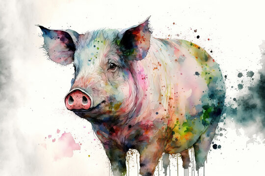 portrait of a pigin aquarelle style, ai generated
