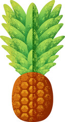 Trendy pineapple drawing in textured style. Tropical fruit