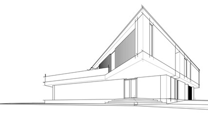 Architectural sketch of modern house building vector illustration