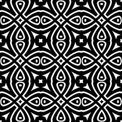 Vector pattern in geometric ornamental style. Black and white color.Seamless repeat pattern.Simple geo all over print block for apparel textile, ladies dress, fashion garment, digital wall paper.