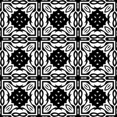 Vector pattern in geometric ornamental style. Black and white color.Seamless repeat pattern.Simple geo all over print block for apparel textile, ladies dress, fashion garment, digital wall paper.