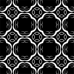 Vector pattern in geometric ornamental style. Black and white color.Seamless repeat pattern.Simple geo all over print block for apparel textile, ladies dress, fashion garment, digital wall paper.