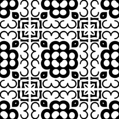 Vector pattern in geometric ornamental style. Black and white color.Seamless repeat pattern.Simple geo all over print block for apparel textile, ladies dress, fashion garment, digital wall paper.