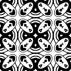 Vector pattern in geometric ornamental style. Black and white color.Seamless repeat pattern.Simple geo all over print block for apparel textile, ladies dress, fashion garment, digital wall paper.