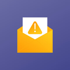 SPAM email vector icon. Advertising, phishing, distribution of malware through spam messages. Spam email message distribution, malware spreading virus. Vector illustration.