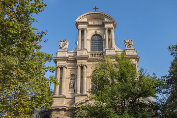 Fototapeta na wymiar Saint-Gervais-Saint-Protais (1494 - 1657) a Roman Catholic parish church on Place Saint-Gervais in the Paris Marais district. Paris. France.