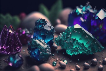 blue green and pink crystal
