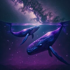 whales and milky way