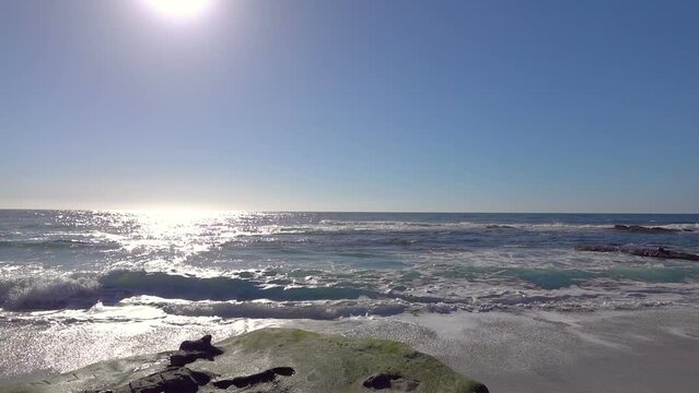 Rocks on the californian beach in slow motion 120fps
