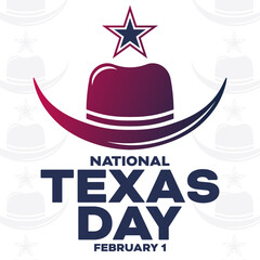 Fototapeta na wymiar National Texas Day. February 1. Vector illustration. Holiday poster.