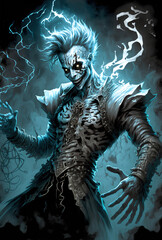ghost harlequin phantom reveries, character, fantasy art illustration 