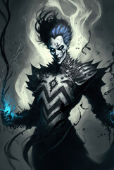 ghost harlequin phantom reveries, character, fantasy art illustration 