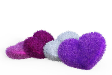 Group of hearts for valentines day on transparent background