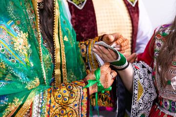 Fototapeta na wymiar Afghani pre wedding henna heena night hands close up