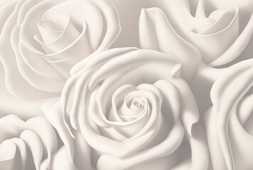 Romantic pattern of roses. Love. Flowers, roses, petals. Valentine, wedding. Luxury background. Illustration. Generative AI.