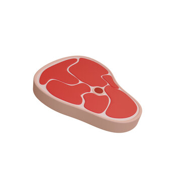 Round beef steak icon. 3D render model isolated white background.