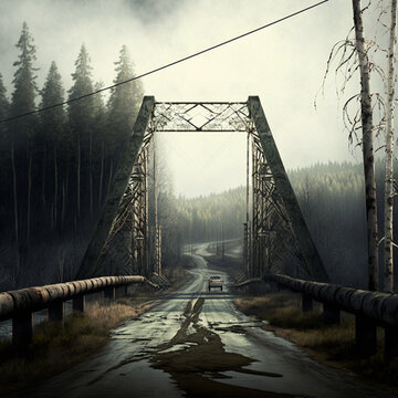 Bridge In The World After A Nuclear Explosion