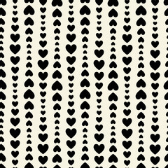 Uneven vertical stripes of heart silhouette, seamless vector pattern