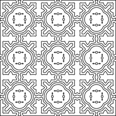 Stylish texture with figures from lines.
Abstract geometric black and white pattern for web page, textures, card, poster, fabric, textile. Monochrome graphic repeating design. 