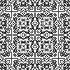 Stylish texture with figures from lines.
Abstract geometric black and white pattern for web page, textures, card, poster, fabric, textile. Monochrome graphic repeating design. 