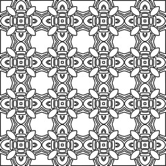 Stylish texture with figures from lines.
Abstract geometric black and white pattern for web page, textures, card, poster, fabric, textile. Monochrome graphic repeating design. 